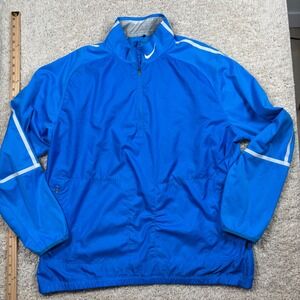 Nike Golf 1/4 Zip Windbreaker Mens 2XL Blue Excellent Striped Pullover